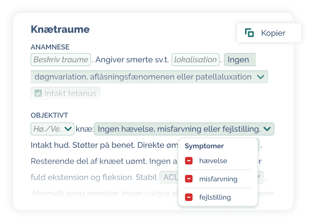 Knætraume eksempel