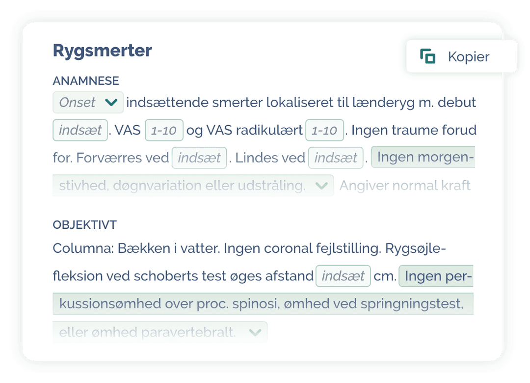 Rygsmerter eksempel