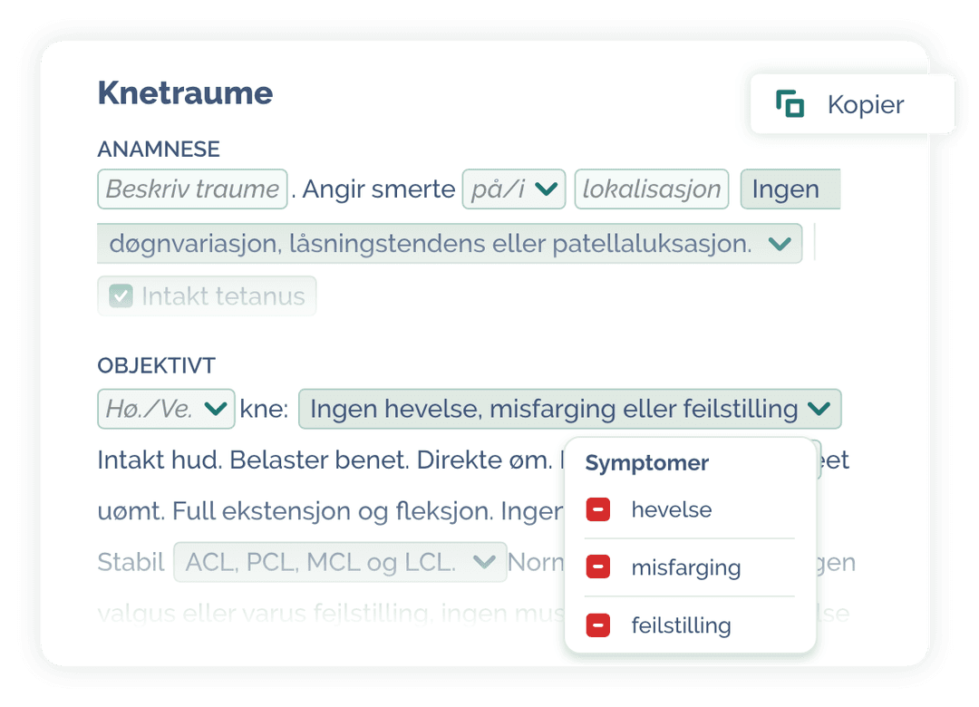 Knætraume eksempel