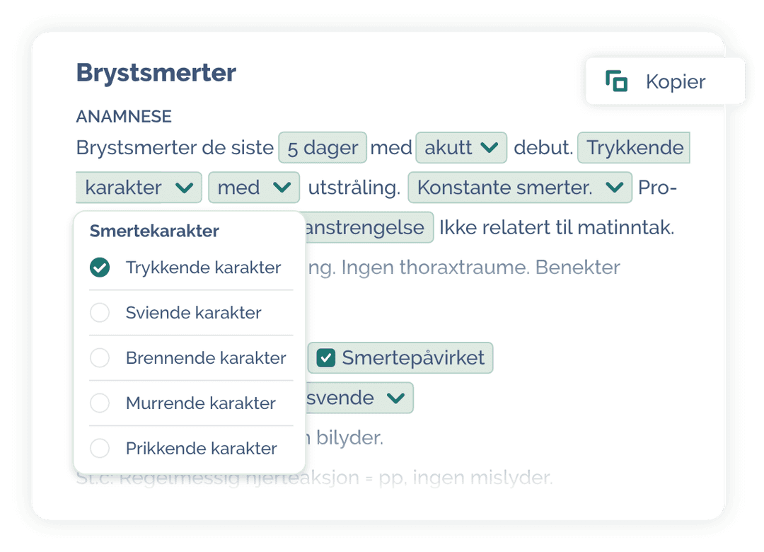 Brystsmerter eksempel